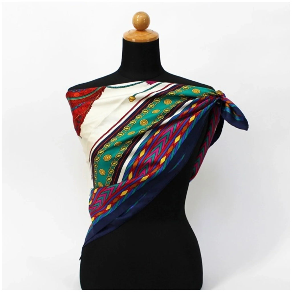 Celine | (Good) Pre-Owned Scarf White CELINE Muffler Ladies Navy x Silk