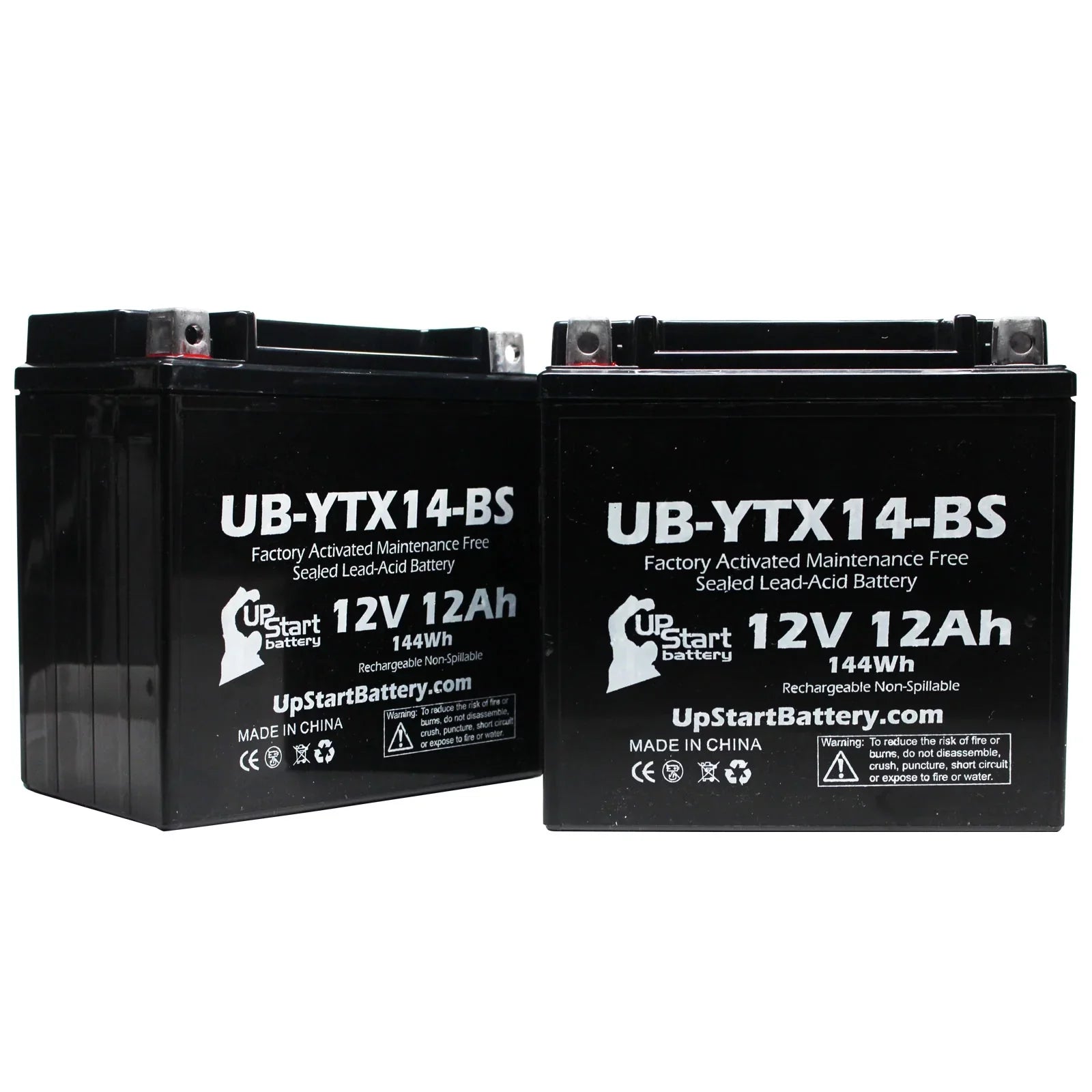 '- Factory Maintenance BMW Activated, 2-Pack GS Replacement 2010 UB-YTX14-BS F800ST, Motorcycle 800 12V, UpStart 12AH, CC Battery Free, Battery