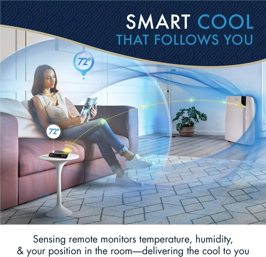 Ft BTU, Conditioner, White Conditioner WH DeLonghi Sq remote, White Bluetooth 12,000 Portable Pinguino Air 500 PACEX360LVYN