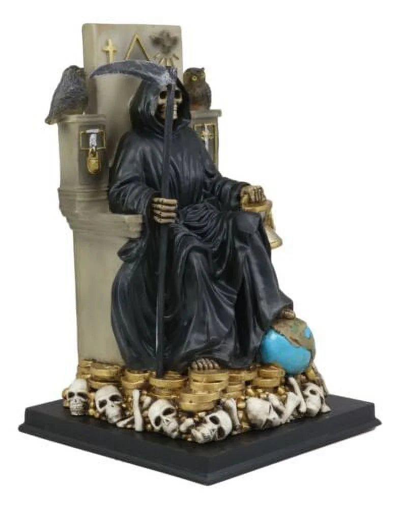 Holding Black Santa Lady Our Seated Throne Statue Muerte On Of Scythe Death