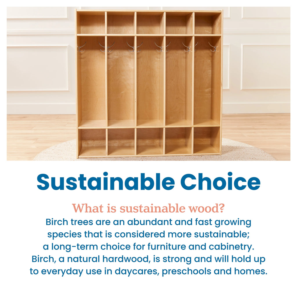 Natural Streamline 5-Section Locker, Classroom Coat Furniture, ECR4Kids