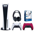 Playstation Headset 3D Charge 5 PULSE Sony Pack with and Black Console Surge & Extra PowerPack Disc Bundle Version Red Controller, Battery Cable