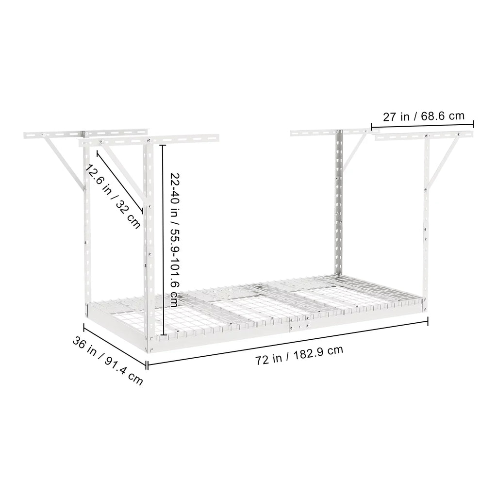 Rack Garage 36x72in 550lbs Rack White Overhead VEVOR Storage Adjustable Ceiling