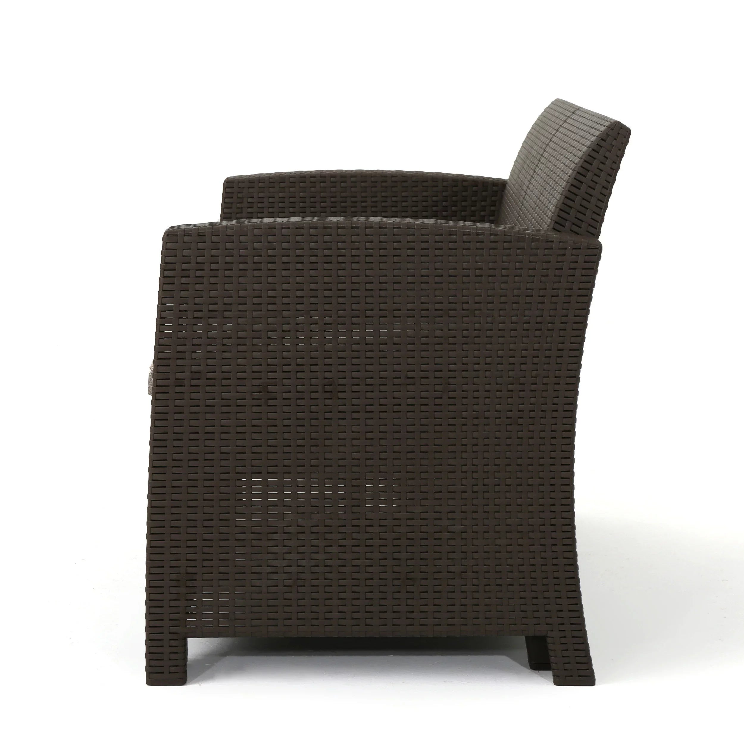 Outdoor with Brown Pit, Fire Beige Set Wicker Chat Club Chair 4-Seater Ollie and Mixed