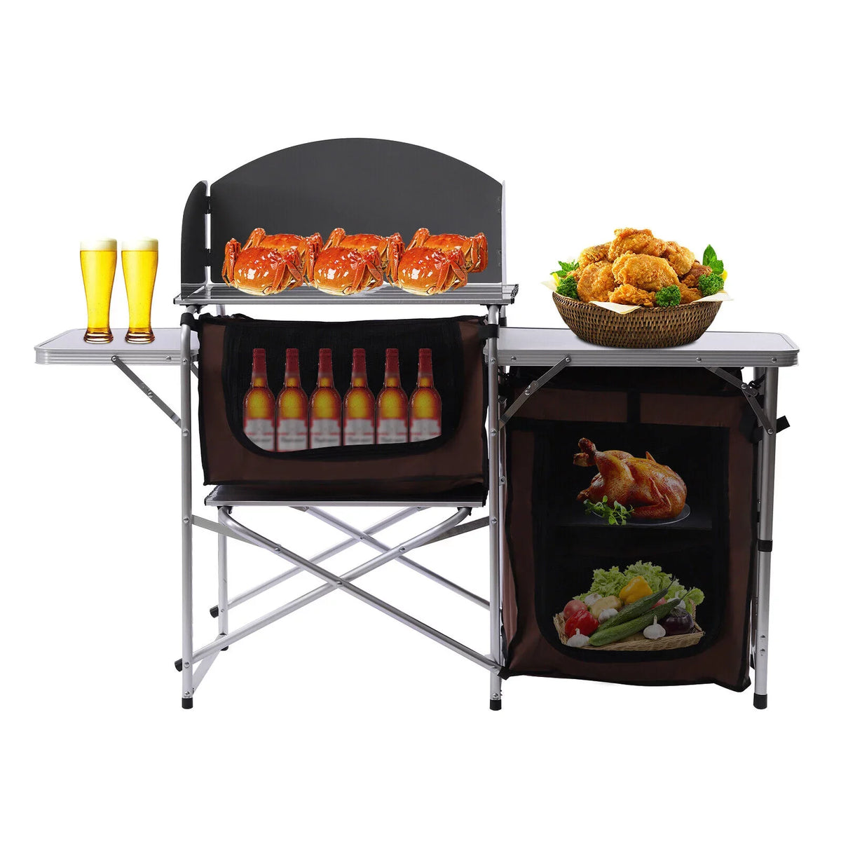 Kitchen W/ Table Folding Camping Foldable FETCOI Grill Tabletop Portable Station