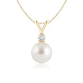 Birthstone (Grade-AAA|Size-8mm) in Sea Valentines South Her Cultured Yellow 14K Engagement, Angara for for Gold Girls Pendant Pearl Day Wedding, Jewelry June Gifts Necklace Women, Birthday, V-Bale