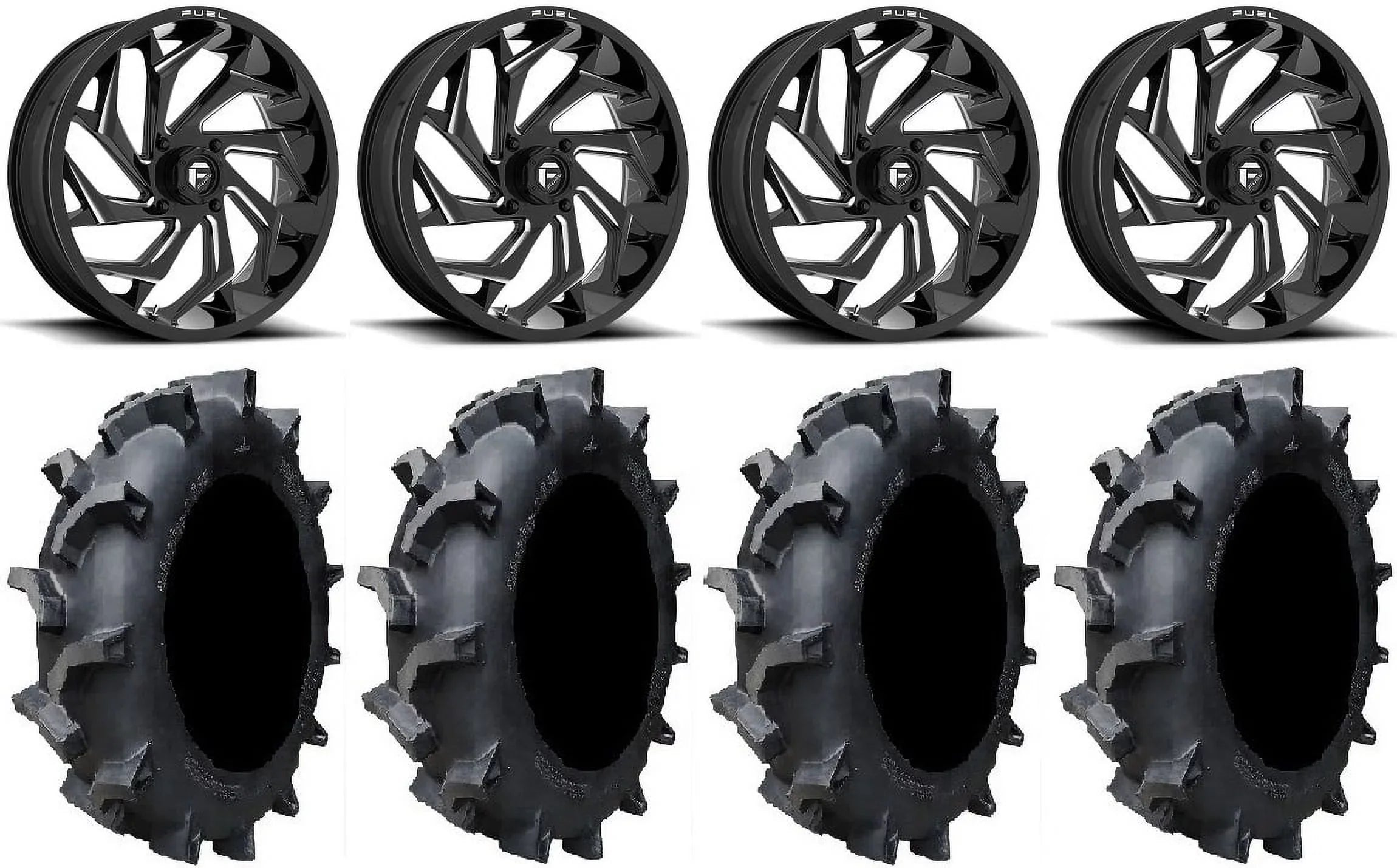 Reaction XP / PRO XP Black 1000 Interforce Polaris 35" Fuel XP 18" RZR Ranger 628 Tires Wheels / 900/1000