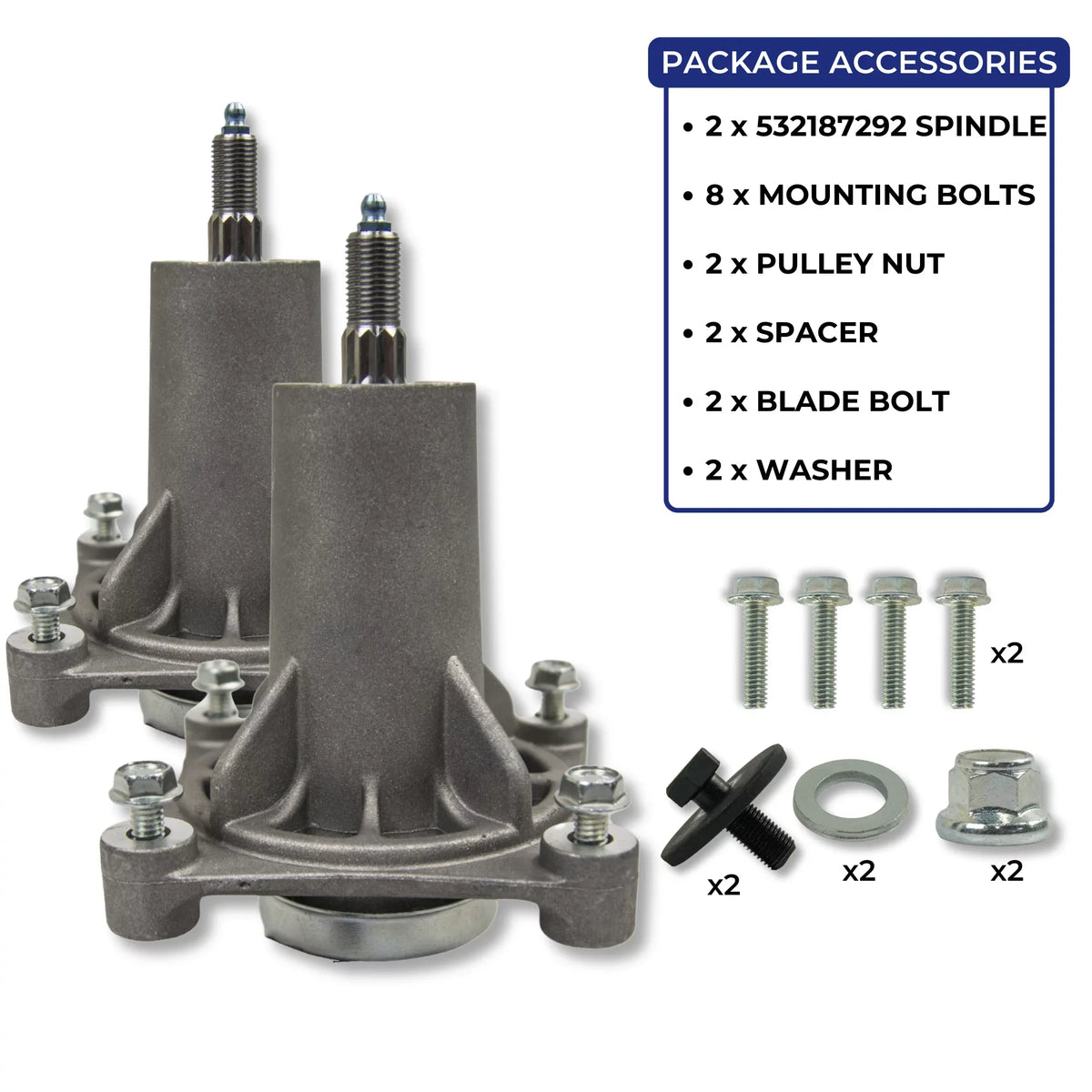 532192870 Jeremywell Assembly 532187292 (2PCs) Husqvarna 46" Spindle 48" Replaces 54" AYP
