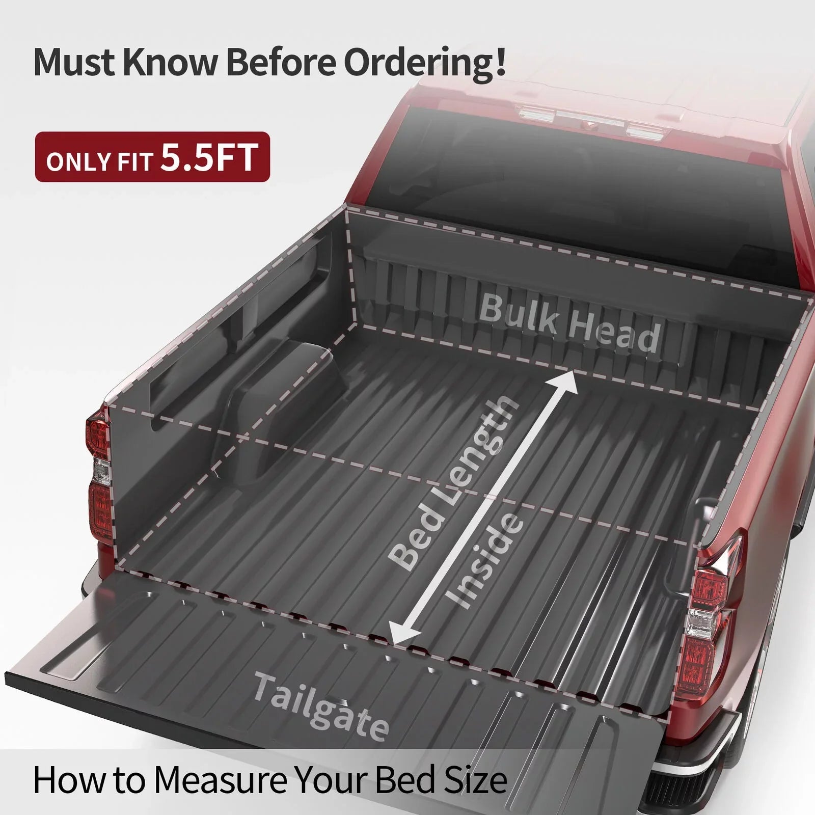 Bed Truck Tonneau 14-21 Cover Rail Fold 5.5ft 4 w/ Deck Soft for Ledkingdomus Tundra System Toyota