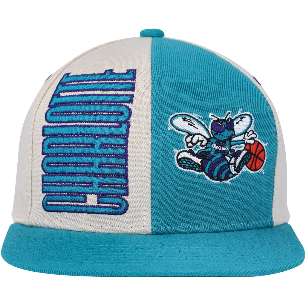 OSFA Hornets Pop Hat Ness Classics & Mitchell Charlotte Men's Hardwood Snapback - Cream