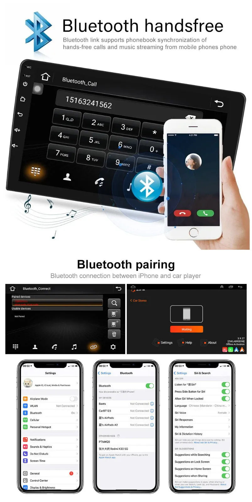 1280*720 9" IPS Hummer 2+32GB Android Apple Fit GPS H3 Radio 2005-2010 13 Stereo Car CarPlay Navi