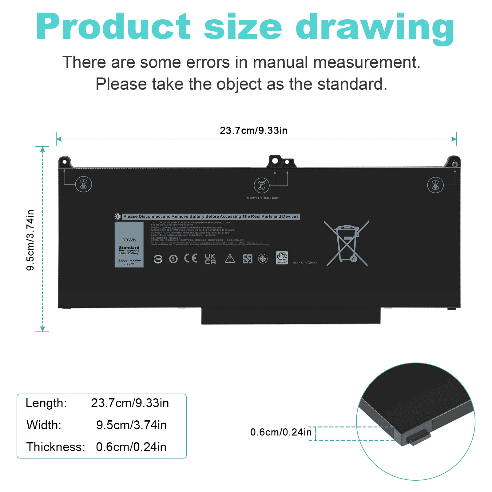 (2-in-1) 7300 60Wh For Dell 5310 Latitude 5300 7400 MXV9V Battery Laptop