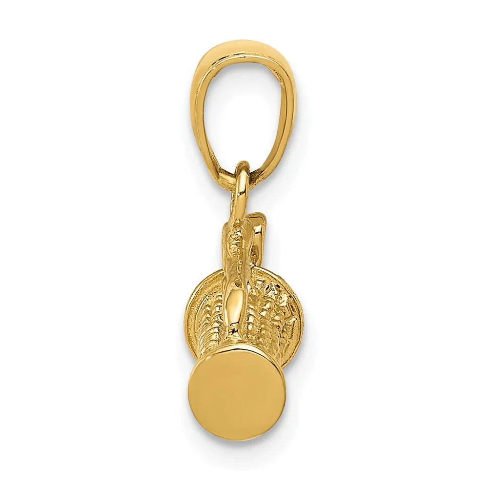 Bag Women Charm Pendant Clubs Gold Yellow Auriga 14K 3-Dimensional Golf for mm,W-14 (L-16 with mm) Polished