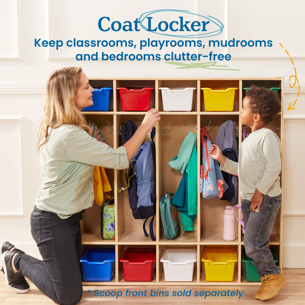 Natural Streamline 5-Section Locker, Classroom Coat Furniture, ECR4Kids