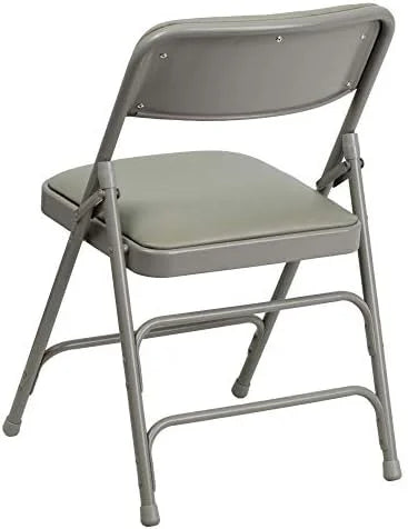 4 Gray & Hinged Chair Triple Folding Double Metal Braced HERCULES Pack Vinyl Curved Series