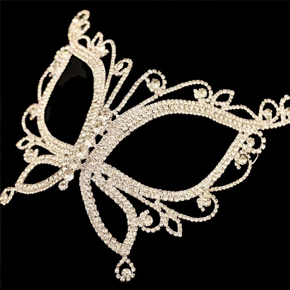 Accessories Women Rhinestone Crystal Masquerade Face Mask Halloween Butterfly for