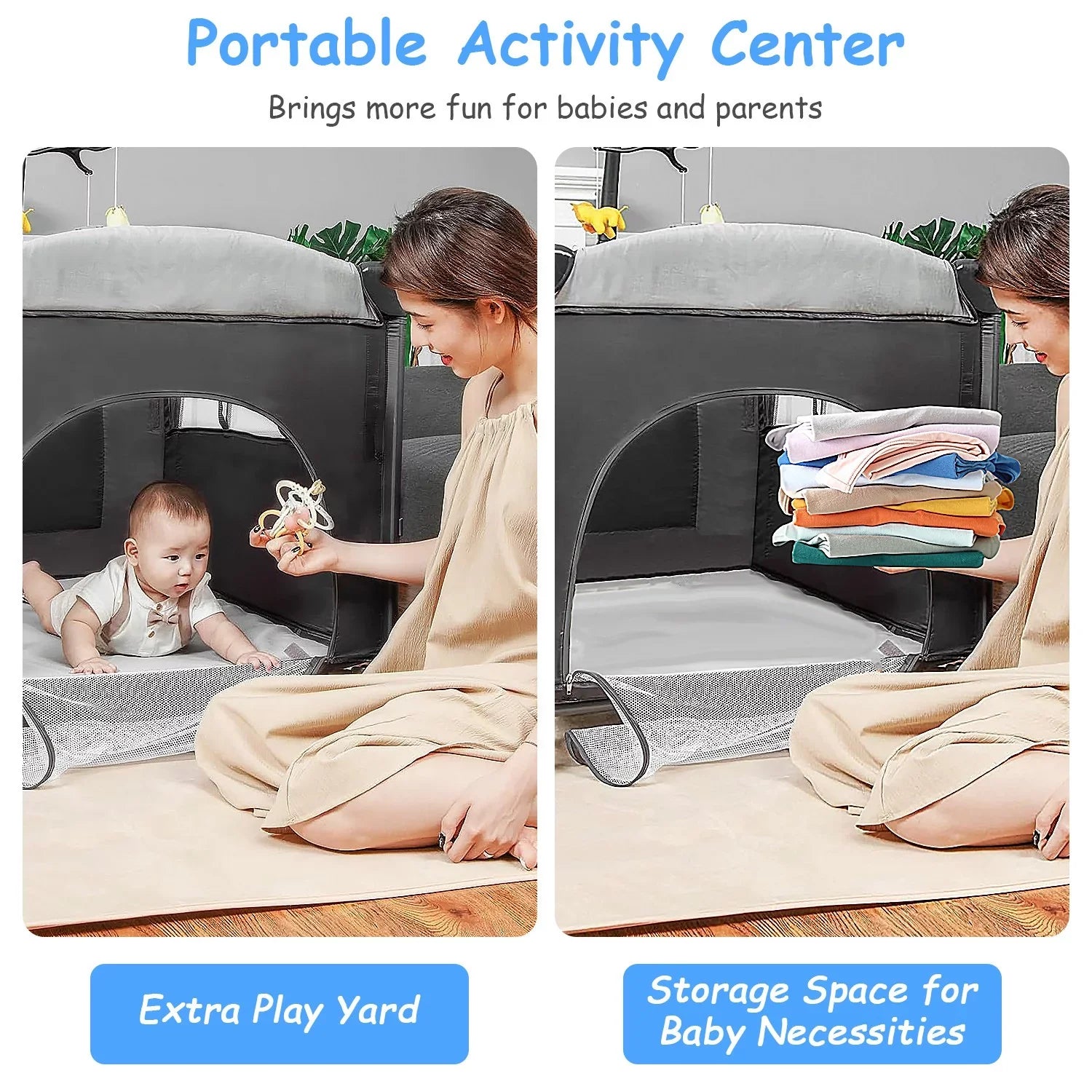 Changing Portable In Play Babe Music iMounTEK Center Trayand Box, Foldable Toys Babe Canopy, Nursery Storage Crib 1 Include Wheels, Yard, 6