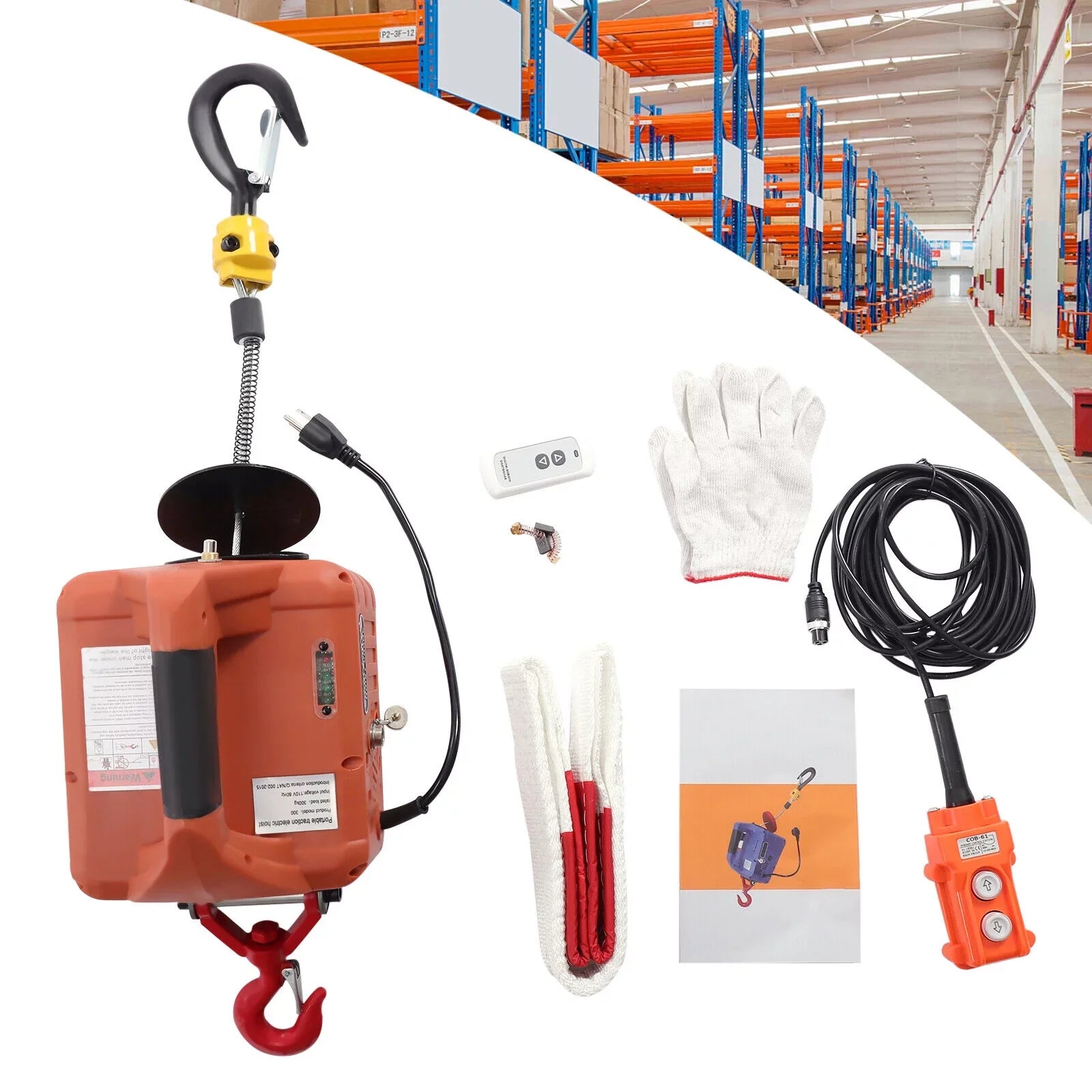 1100lbs Remote Wireless 3in1 Hoists Lift Portable TFCFL Crane Winch Electric