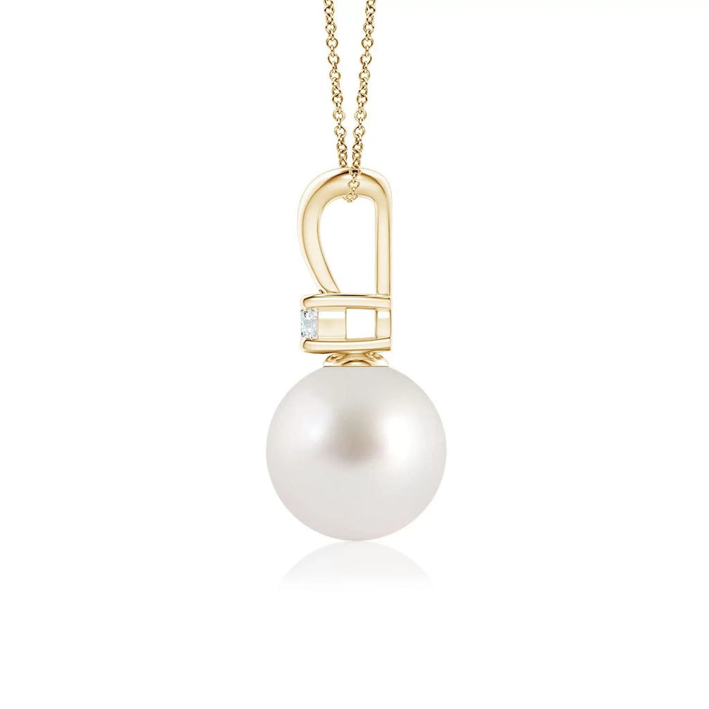 Birthstone (Grade-AAA|Size-8mm) in Sea Valentines South Her Cultured Yellow 14K Engagement, Angara for for Gold Girls Pendant Pearl Day Wedding, Jewelry June Gifts Necklace Women, Birthday, V-Bale
