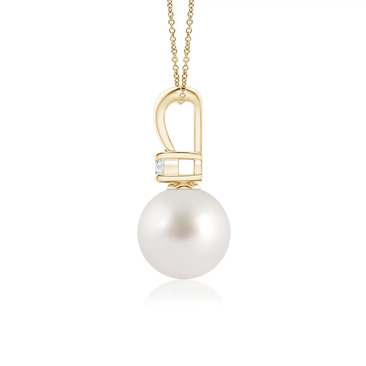 Birthstone (Grade-AAA|Size-8mm) in Sea Valentines South Her Cultured Yellow 14K Engagement, Angara for for Gold Girls Pendant Pearl Day Wedding, Jewelry June Gifts Necklace Women, Birthday, V-Bale