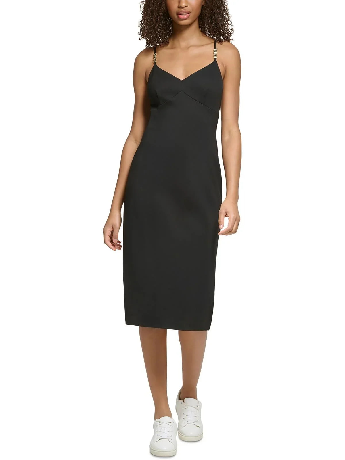 Karl Dress Strap Lagerfeld Womens Midi Logo Paris Spaghetti