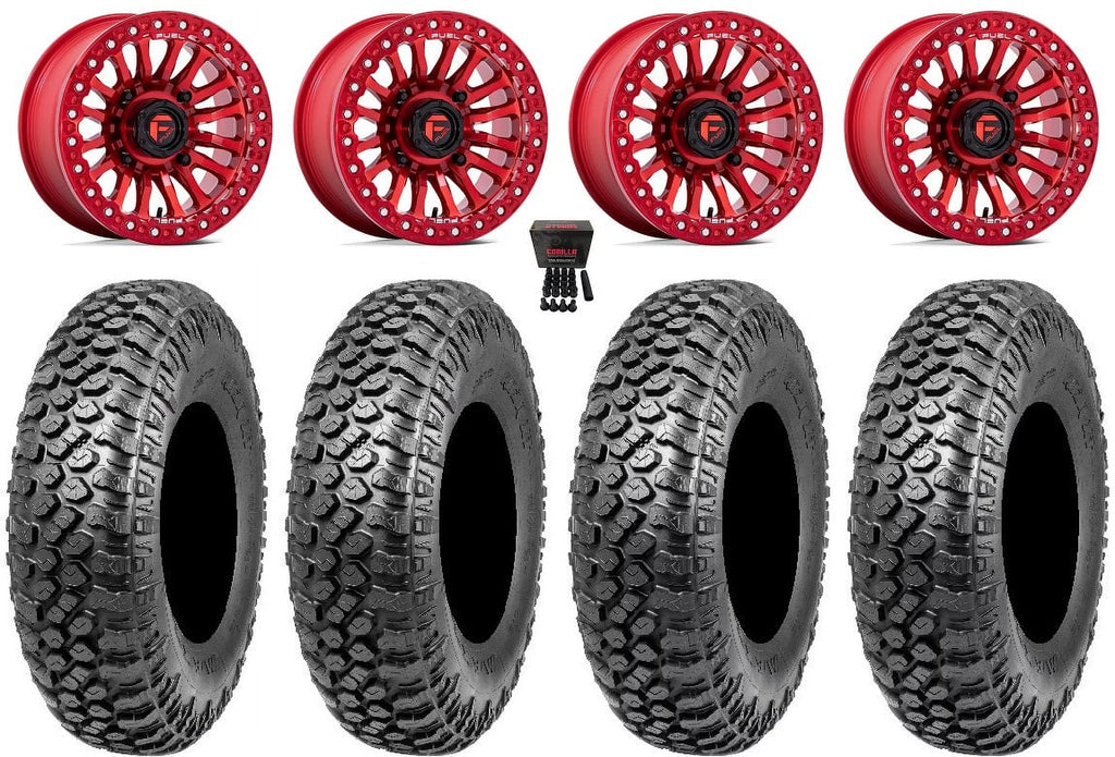 Kawasaki 32" Bdlk Wheels Red Fuel Mule XT 15" Teryx Rincon Tires RAZR