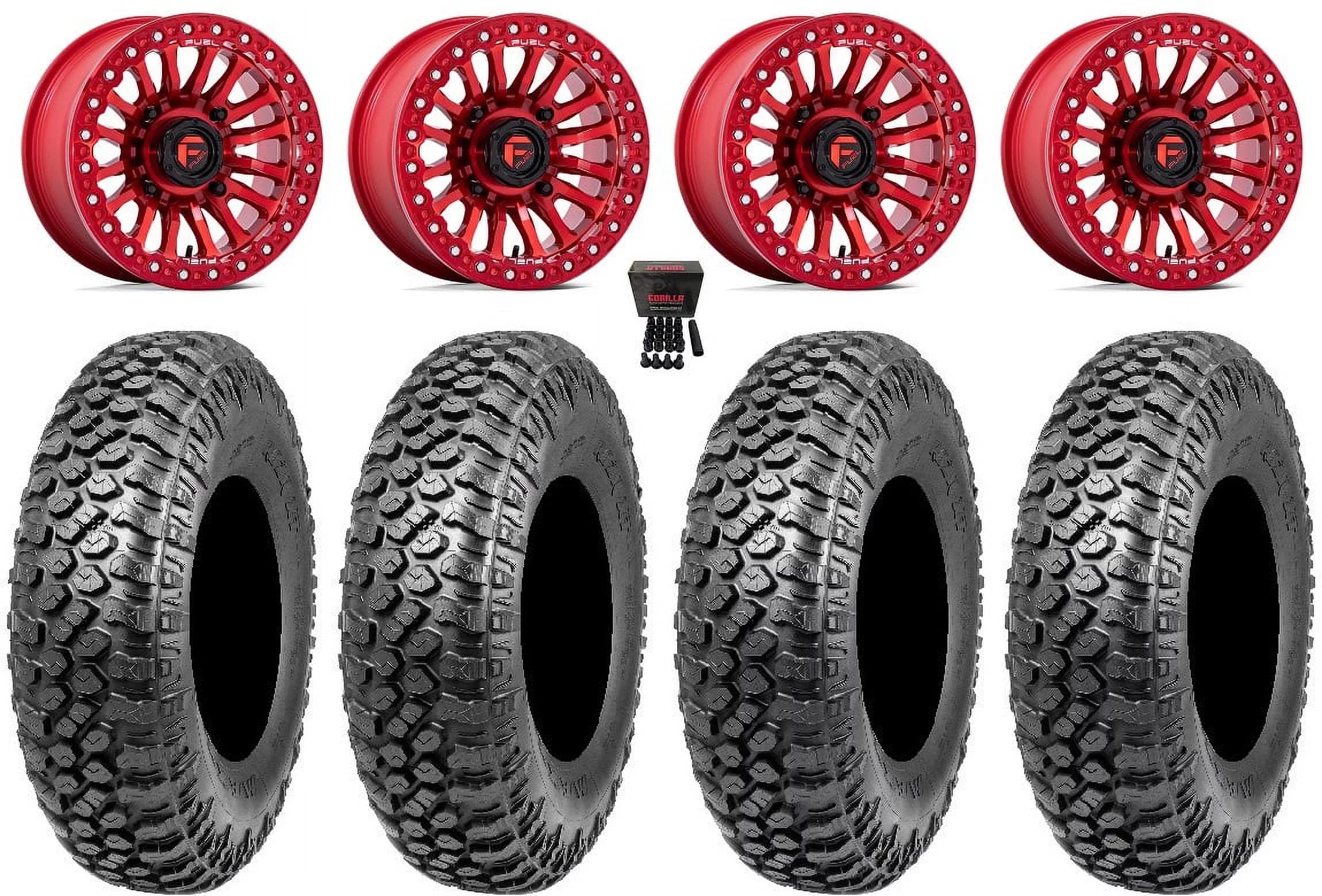 Kawasaki 32" Bdlk Wheels Red Fuel Mule XT 15" Teryx Rincon Tires RAZR
