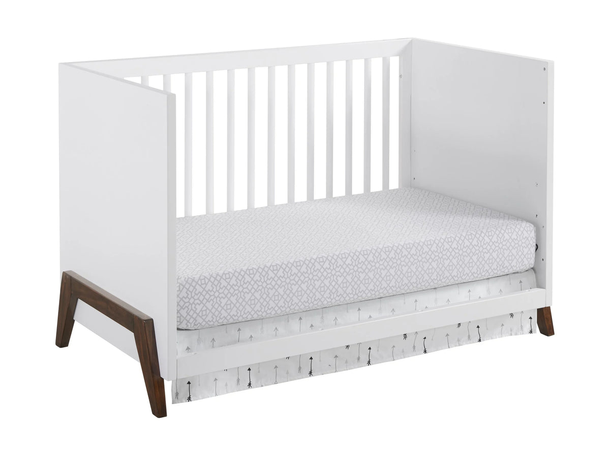 Baby Convertible Walnut, Crib, Mari 3-in-1 Crib Wooden & White Modern Island Oxford