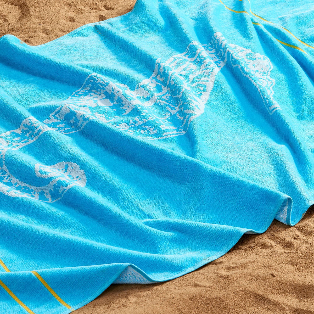 Beach Pack 2-Pack Cotton Yellow) 30" Seahorse Towel Blue / x Printed Bay Great Home - (2 60",
