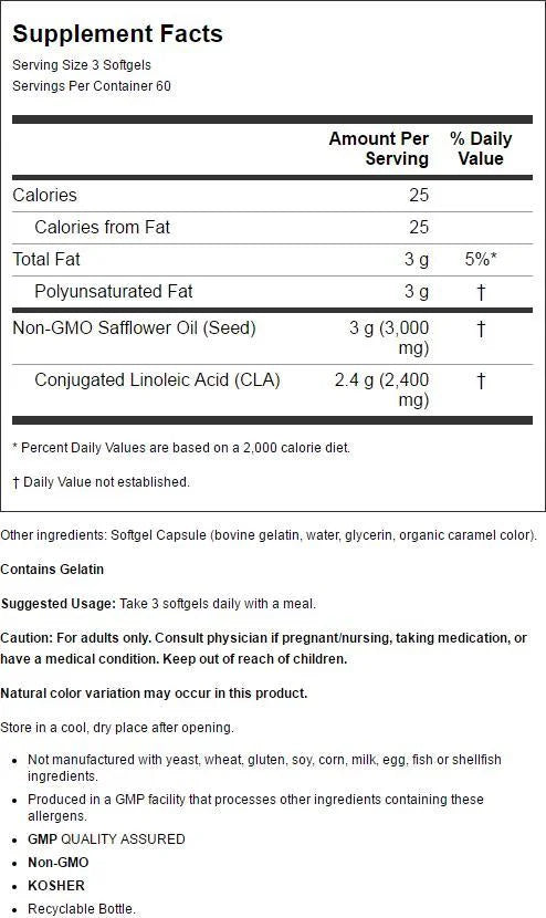 Acid) 800 CLA (Conjugated Linoleic 180 Nutritional mg, Softgels Oil, NOW Supplements,