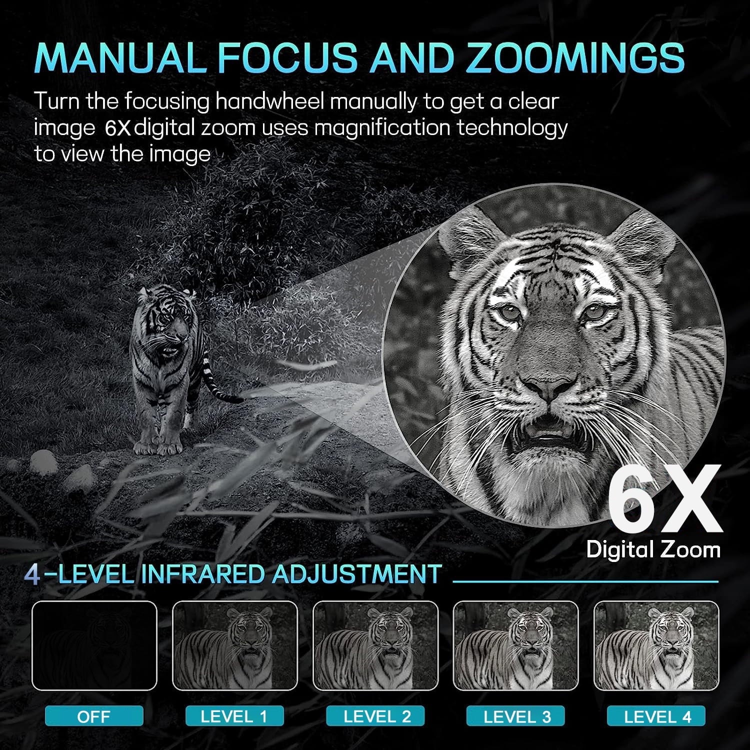 Taking and with NVI-800 for 32GB 6x Hunting Card Binoculars Zoom SD Vision Vision Suitable Night at Goggles Night Night Pictures Videos SuntekCam 24MP/1080P and