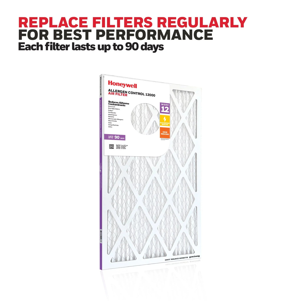 12 Pleated Filter- Furnace Pack Air 12 MERV HVAC Honeywell 14x24x1