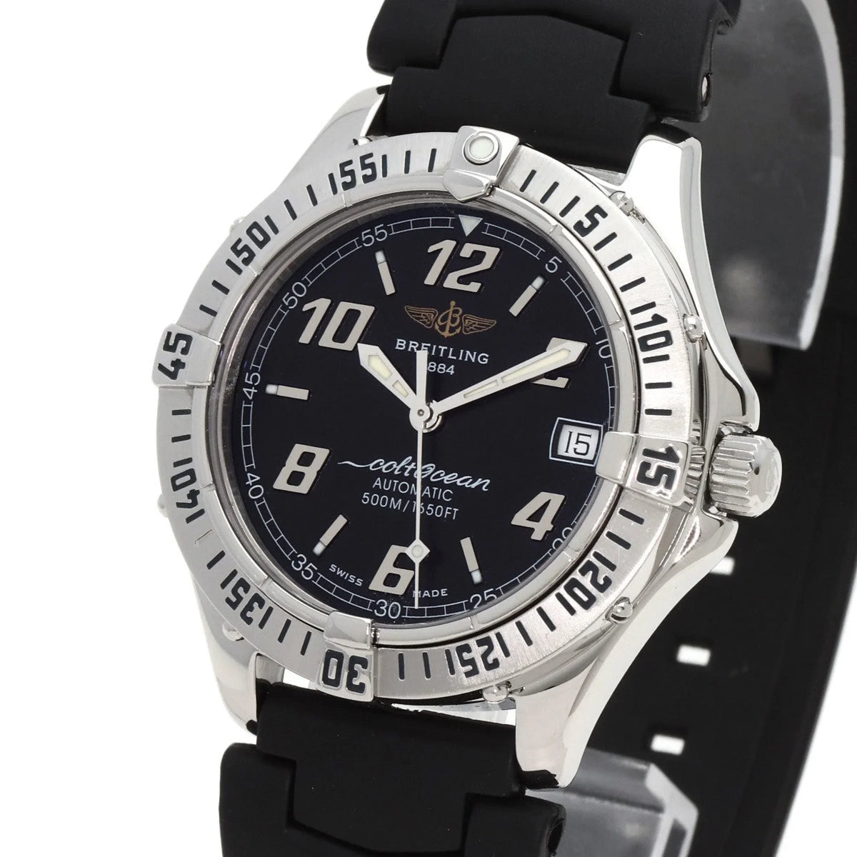 BREITLING Watch (Good) Men's A17350 O'Shearn Pre-Owned Stainless Steel/Rubber Colt