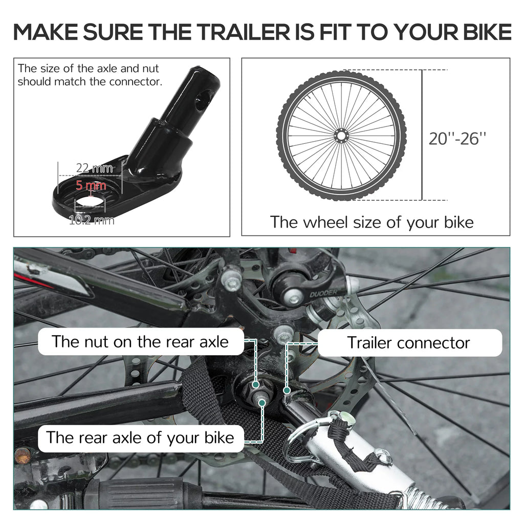 88 Bike Bike Safety Trailer Max Bicycle 16'' Cargo Load Wagon Trailer lbs Aosom with Wheels, Features, Triple Suspension,