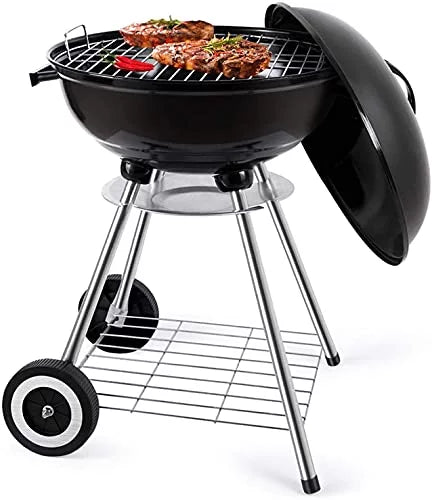 Outdoor Stainless Grilling Steel Cooking & Burgers, Backyard Kettle (18" & Portable Standing Black) Tailgating Grill Backyard Steaks, Grill for Charcoal BBQ Pitmaster