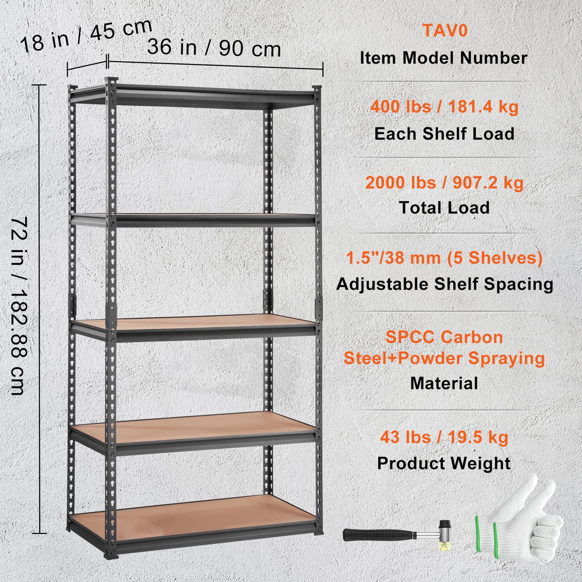 lbs Adjustable Unit Rack 5-Tier Shelving Garage Storage Storage Load 2000 BENTISM