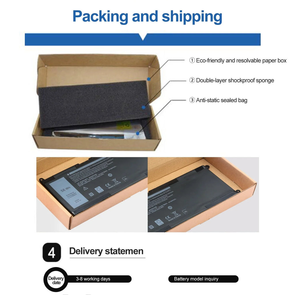 15 7786 Vostro 7779 For Battery Dell 7577 Inspiron 7570 33YDH 7580 15 7778 17