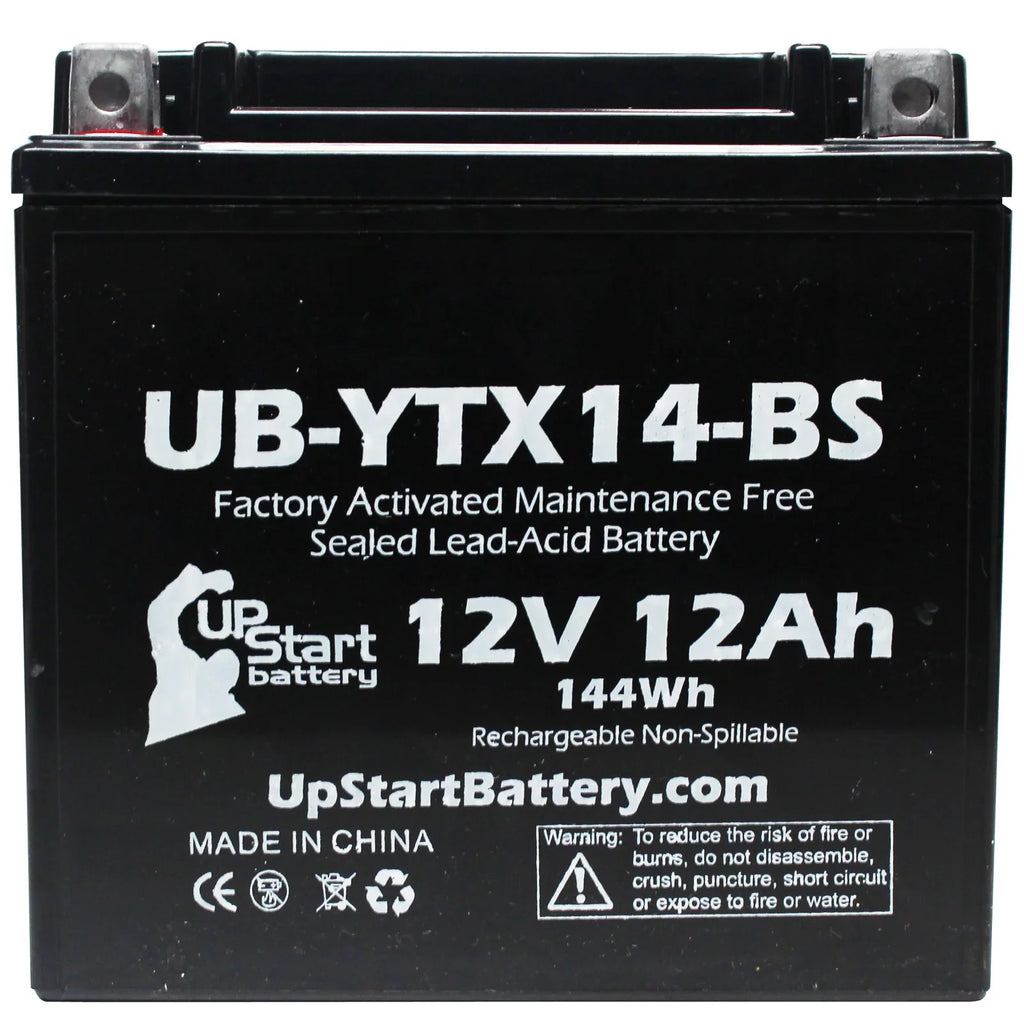 '- Factory Maintenance BMW Activated, 2-Pack GS Replacement 2010 UB-YTX14-BS F800ST, Motorcycle 800 12V, UpStart 12AH, CC Battery Free, Battery