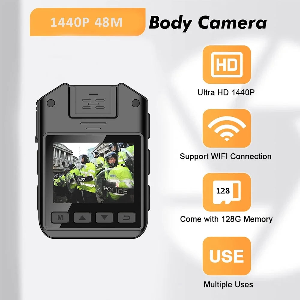 Audio for Camcorder Cam RONY with and Home Recording Body Waterproof Police Guard Mini - Body Vision Security Enforcement Law 1440P with Camera Wearable Video Night Body - 128GB