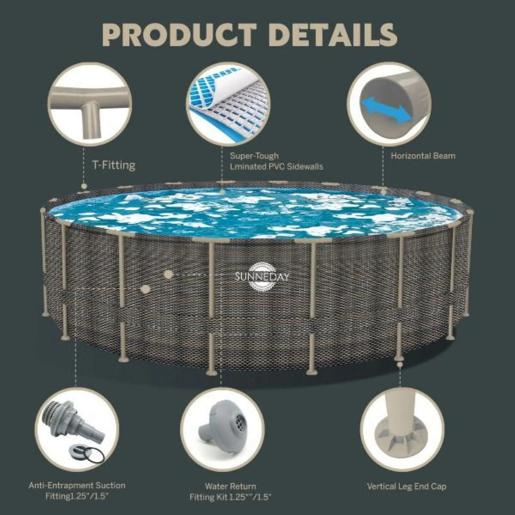 Oasis 52 ft. Sunneday in. Rattan Pool Soft-Sided 24 Round x