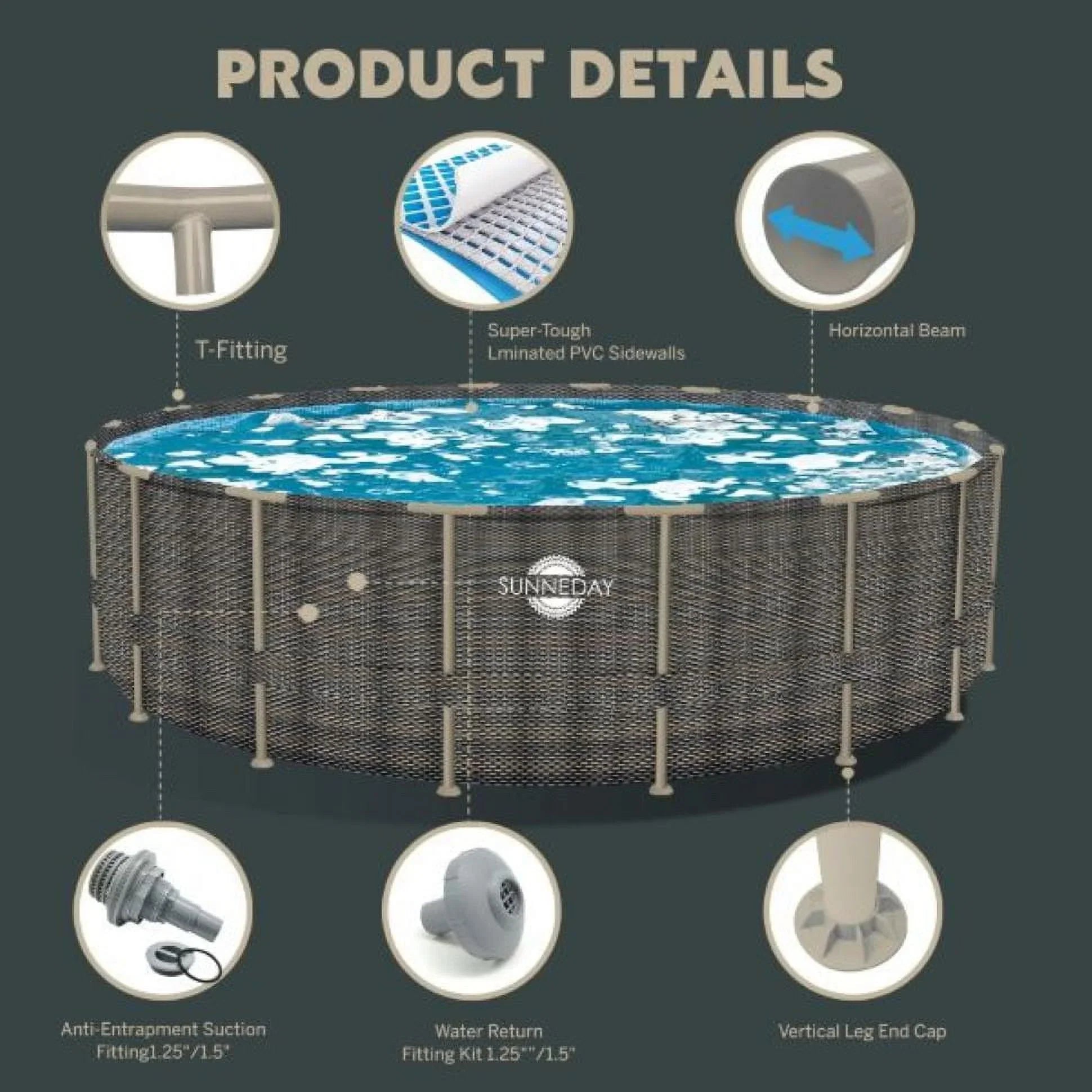 Oasis 52 ft. Sunneday in. Rattan Pool Soft-Sided 24 Round x