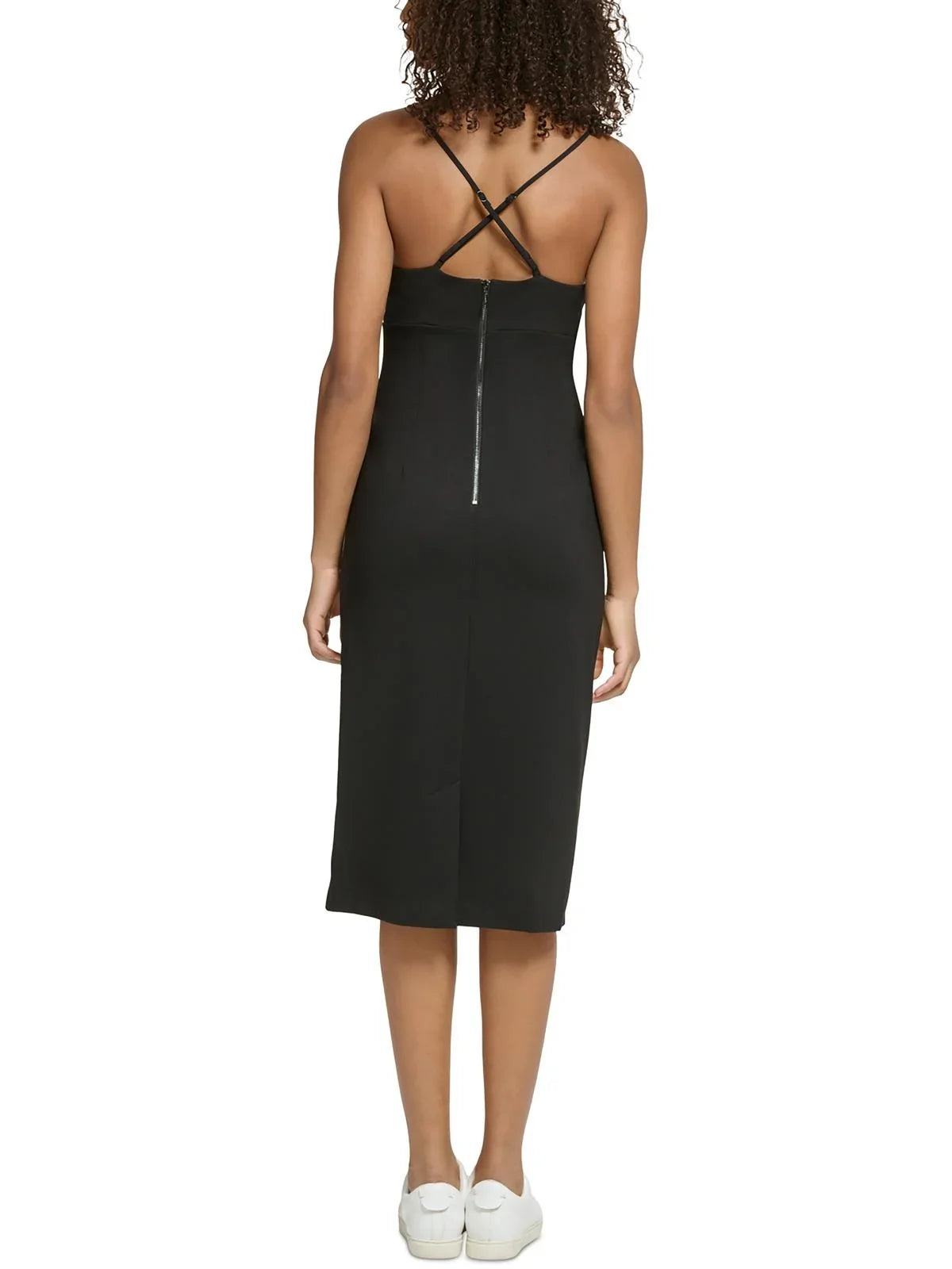 Karl Dress Strap Lagerfeld Womens Midi Logo Paris Spaghetti