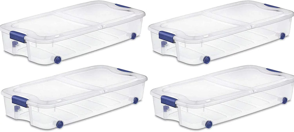 Capacity RV, Are Clothes, Diapers, Boxes Unit Storage Bed 66 Shoes, Books, Under Plastic Containers Linen. Camping, Quart Bin Office Pantry For Foods Supplies, 4-Pack