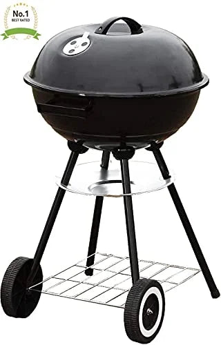 Outdoor Stainless Grilling Steel Cooking & Burgers, Backyard Kettle (18" & Portable Standing Black) Tailgating Grill Backyard Steaks, Grill for Charcoal BBQ Pitmaster