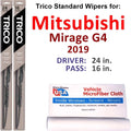 2019 2) Wiper Blades G4 (Set Mitsubishi of Mirage