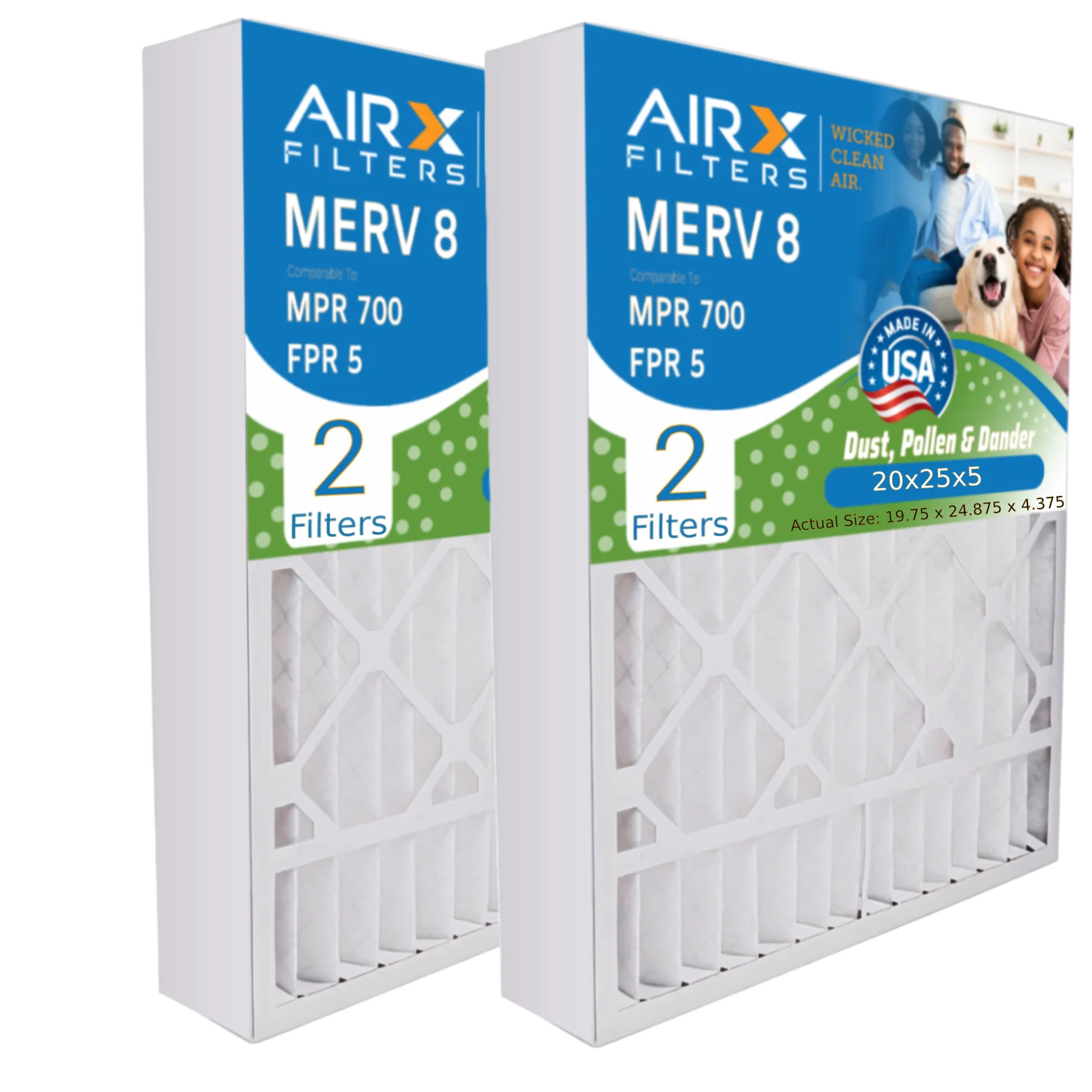 5 Filter 8 Air by & Replacement WICKED Filter AIRX Pack MERV Honeywell Compatible to CLEAN Comparable 700 AIR. 2 20x25x5 MPR with FPR FILTERS FC100A1037