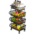 4-Tier Vegetable Stackable Basket Black Car Basket LEZZYRUCK Storage Garage for Fruit Pantry,Bathroom,