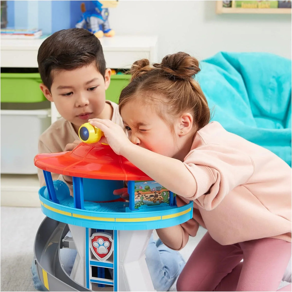 2 Chase Tower Car Figures, Toy and Ages Cruiser Patrol Accessories, Kids and 3 Police Lookout Toys up for Playset Launcher, with Paw Action Chases
