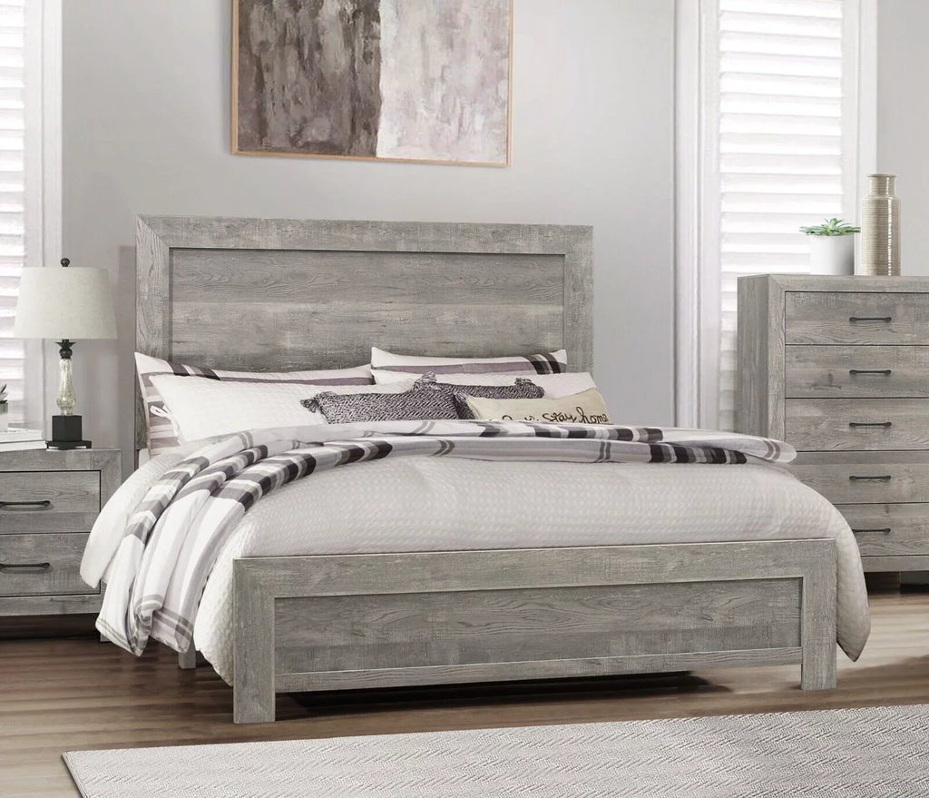 Eastern 1pc Style Modern Rustic Furniture King Size Gray Bed Finish Bedroom