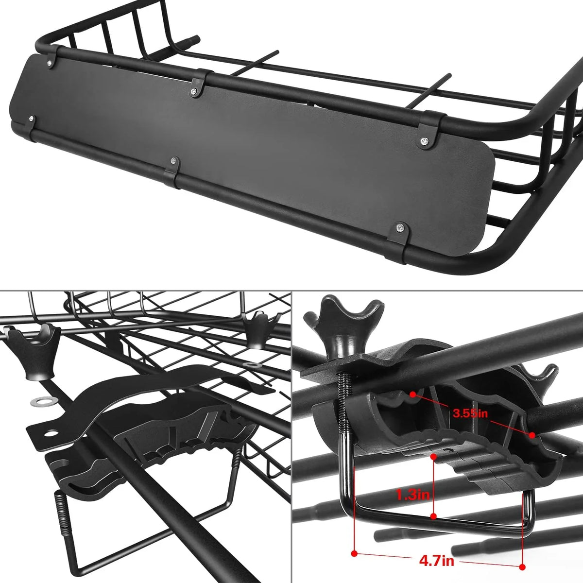 Down Basket Net, Car Tie Roof Waterproof Extension Construction Eyoloty Holder Heavy Duty Luggage 150lb Rooftop Cargo Carrier with Rack, and Strap, 64"x for 39" Steel SUV, Bag, Rack Capacity, Top